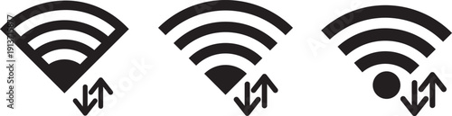 wifi logo icon set. Simple black and white wi fi signal icon design. A white and red WiFi symbol on a black and  Red