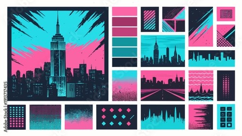 Abstract Glitch Elements Collection: Modern Digital Distortion Patterns for Creative Technology Backgrounds