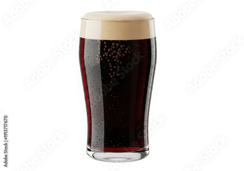Pint of stout isolated on white background with foam