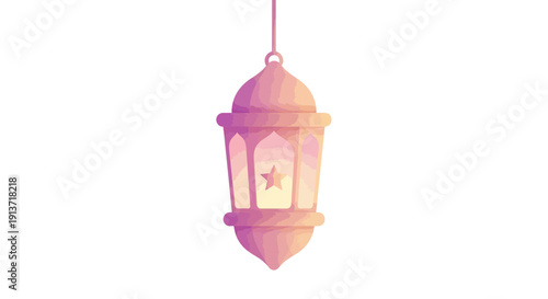 Hanging lantern with star symbolizing Ramadan Kareem celebration in a festive atmosphere viewed from below
