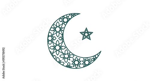 Crescent moon with star symbol illustration for Ramadan celebration vector graphic design