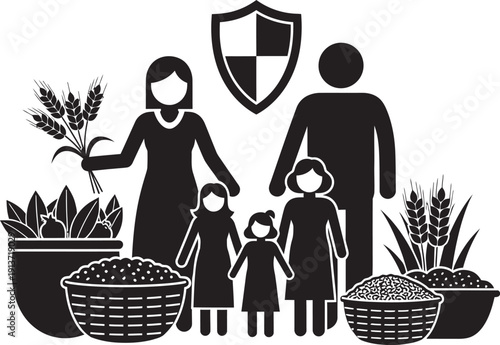 Concept of food security and global hunger relief featuring hands holding a bowl of grains and vegetables in a sustainable agriculture setting.