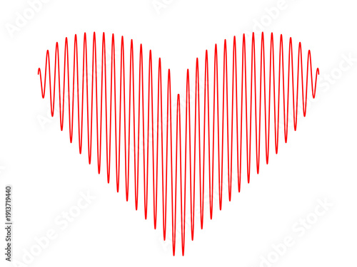 Editable Sound Wave Heart Shape – Love, Music, Frequency Signal Concept Illustration