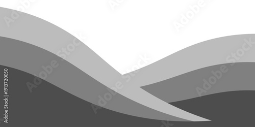 Minimalist black and gray wave vector design with smooth flowing curves at the bottom, transitioning into a clean white background. Ideal for banners.
