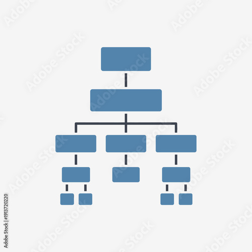 A clear and simple organizational chart illustrating a hierarchical structure with interconnected boxes.
