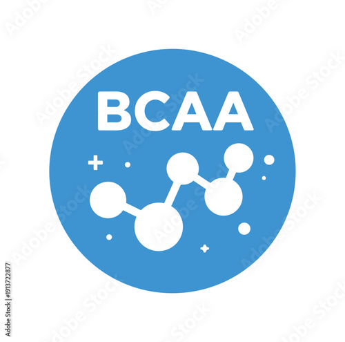 Flat vector badge BCAA simple white amino chain good for package business info about product