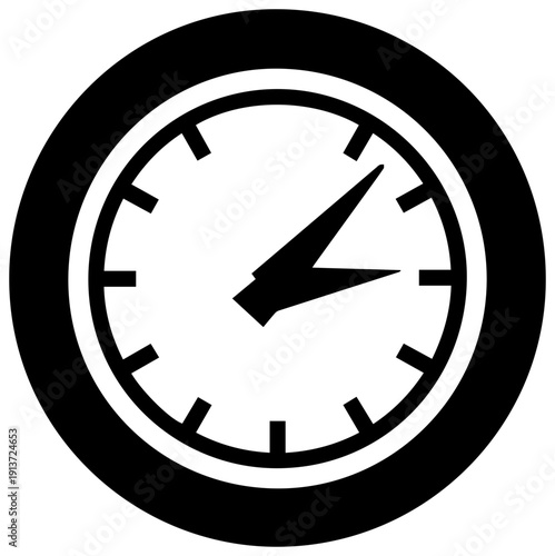 Black filled icon of a 24 hour emergency service clock symbol on white background