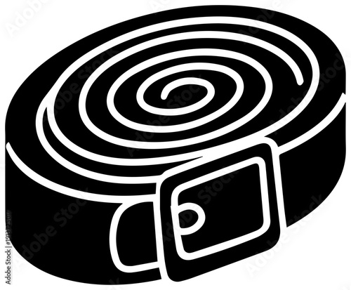 Coiled black yoga strap belt icon with buckle fitness accessory symbol
