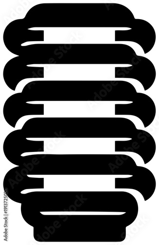 Black filled icon of a condenser coil tube isolated on white background for industrial use