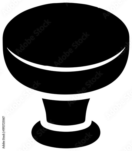 Black filled icon of a wine cork stopper isolated on white background for design and editorial use