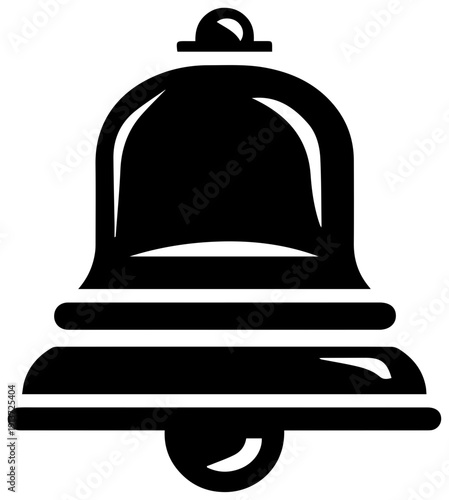 Black fire department bell icon isolated on white background for emergency services