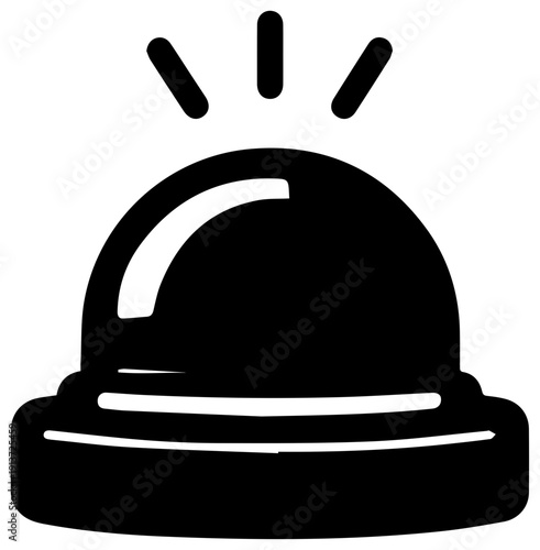 Black icon of flashing emergency siren light on white background alert symbol