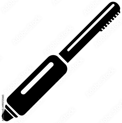 Black handheld metal detector wand icon on white background for security and scanning concepts