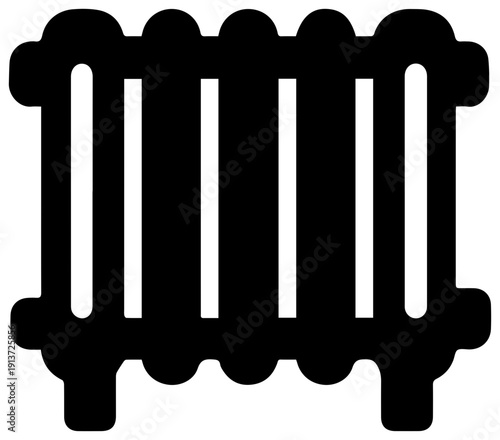 Black household radiator heater icon on white background for home heating concepts