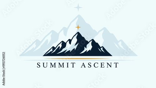 A serene winter mountain landscape vector illustration of a snow covered Fuji peak at sunset with a cold lake and clouds.