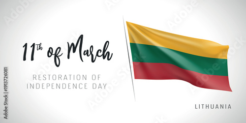 Lithuania restoration of independence day vector banner, greeting card