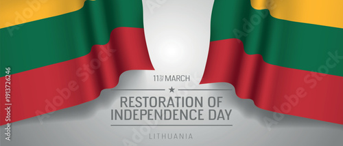 Lithuania happy restoration of independence day greeting card, banner with template text vector illustration