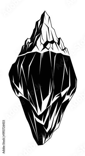 Stoic Glacial Vector Silhouette of a Majestic Iceberg, Representing Natural Grandeur.
