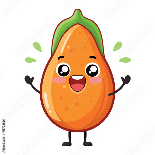 Cute cartoon papaya with smiling face