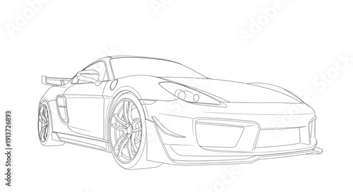 Detailed sketch of a modern sports car with aerodynamic design.