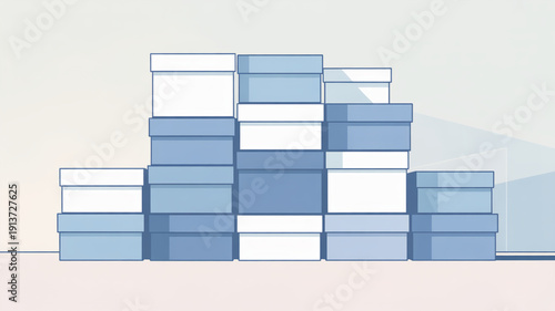 Minimal Illustration of Stacked Storage Boxes for Organization Concept