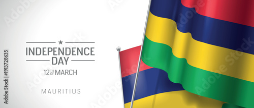 Mauritius happy independence day greeting card, banner vector illustration