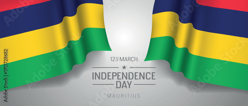 Mauritius happy independence day greeting card, banner with template text vector illustration