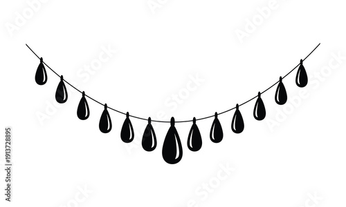 String of teardrop shaped lights decorative hanging garland