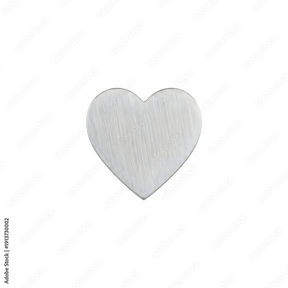 Obraz premium A minimalist and elegant silver-toned heart shape icon on a white background