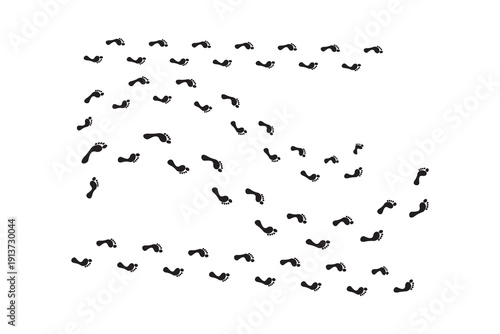 Black black foot print in formation minimalist vector silhouette illustration