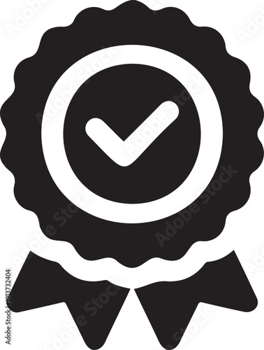 Black and white verification badge icon