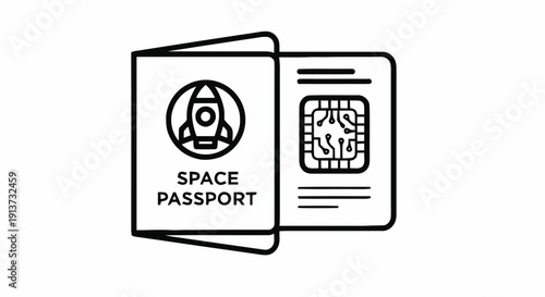 Space Passport Travel Document Illustration Design.