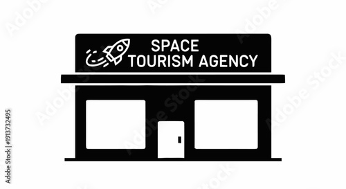 Space Tourism Agency Storefront Signage Illustration.