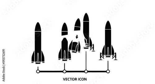 Vector Illustration of Rocket Icons Set.