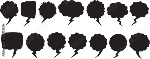 Collection of black silhouettes resembling feathers or leaves