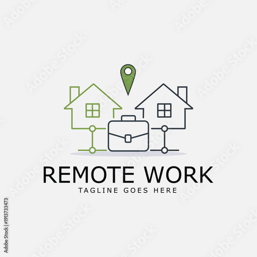Remote job logo, work for home logo, tech logo, consulting logo