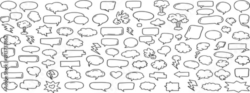 Collection of various speech bubbles and thought clouds