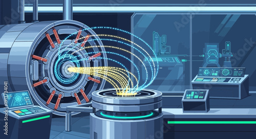Electromagnetic Field Visualization in Abstract Science Background