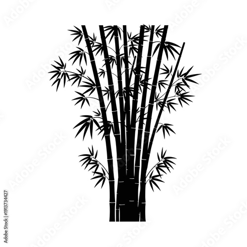 Elegant Black Bamboo Illustration Vector Graphic Design Element
