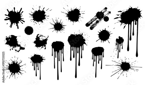 Abstract Ink Splash and Drip Silhouette Vector Collection