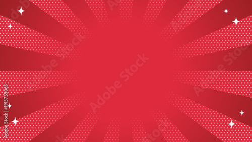Foto セール 背景 赤 放射状 集中線 ドット柄 バナー チラシ用 ポップ Red Sunburst Sale Background Vector Banner
