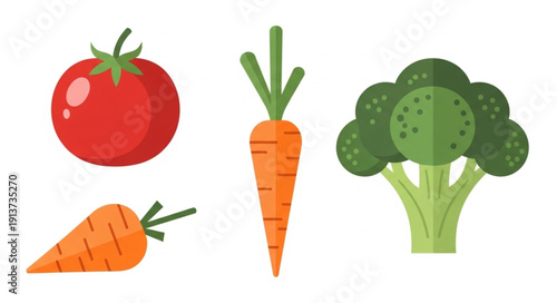 Fresh Vegetables Isolated on White Background Healthy Food.