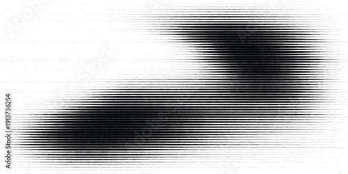 Sleek black undulating line pattern with fading edges, contemporary op-art inspired texture, modern decorative background for creative visual design, vector template.