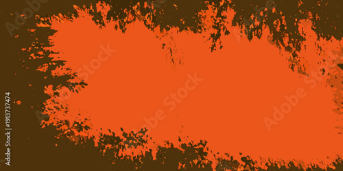 An abstract composition featuring a textured orange field with dark edges