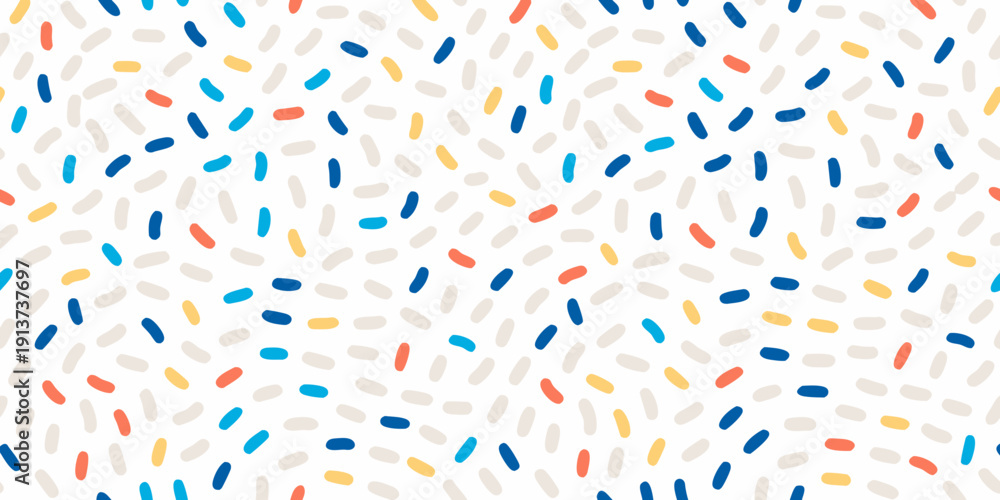 Fototapeta premium Colorful confetti pattern with scattered shapes on a white background