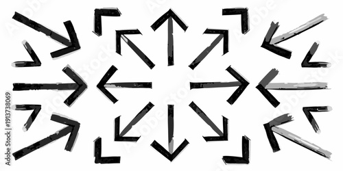 Abstract pattern of black arrows arranged in a symmetrical composition