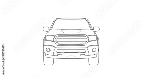 Front view sketch of a modern pickup truck.