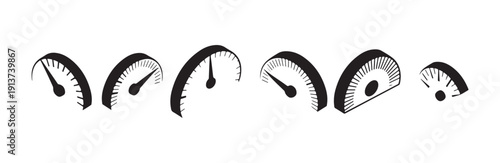 speedometer gauge dashboard indicator dial meter icon set isometric view abstract