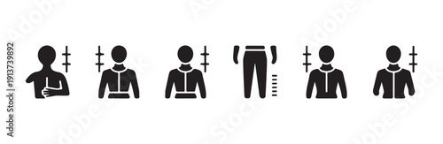 human body measurement icon set torso pants height gauge abstract scale