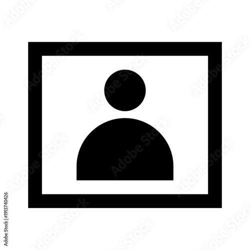 Black silhouette of a person in a rectangle frame. Ideal for creative and modern design projects seeking a minimalist touch.